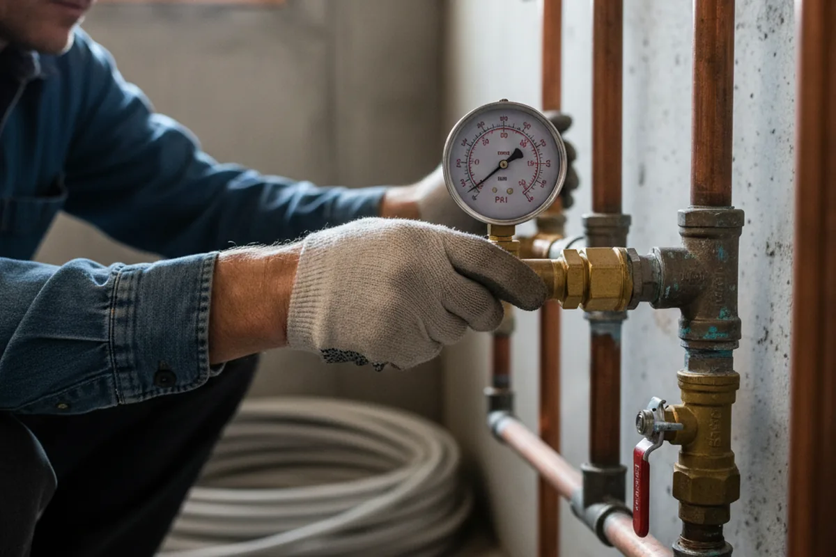Pressure testing a repaired line during Water Line Repair in Waddell